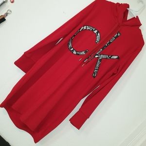 Calvin Klein Hooded tunic Long sleeve Red